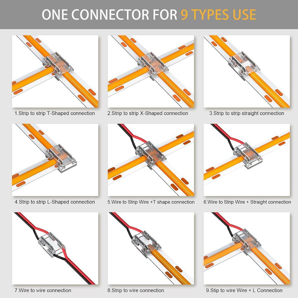 single white cob led strip connector